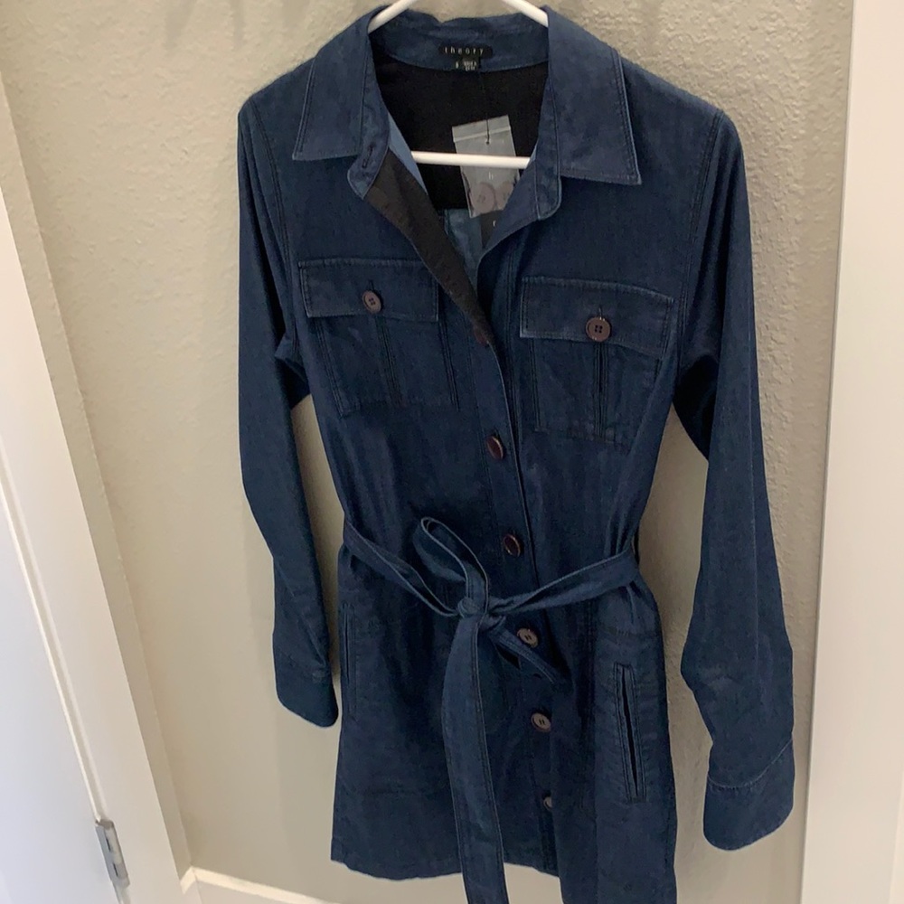 Theory navy button down shirt dress.